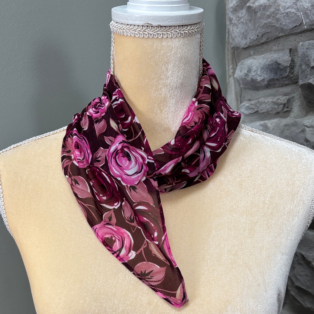 Floral Pink and Brown Scarf